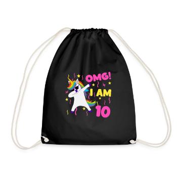 10e anniversaire fille fille licorne anniversaire - Sac de sport léger - noir - Devant