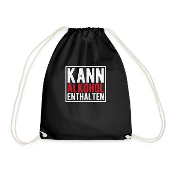 Kann Alkohol enthalten - Turnbeutel - Schwarz - Vorne