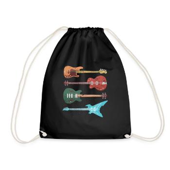 Musique rock guitare basse - Sac de sport léger - noir - Devant
