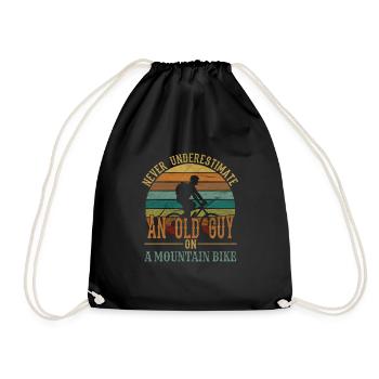 Old guy mountain bike - Drawstring Bag - black - Front