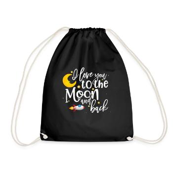 Valentine I Love You To The Moon And Back - Drawstring Bag - black - Front
