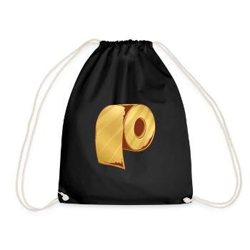 Goldenes Toilettenpapier Klopapier Rolle Heilig - Turnbeutel - Schwarz - Vorne