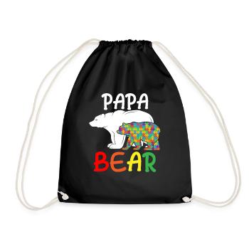 Papa Bear - Unique Autism Support Autistic Father - Drawstring Bag - black - Front