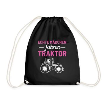 Bauernhof Traktor Mädchen Fahren - Turnbeutel - Schwarz - Vorne
