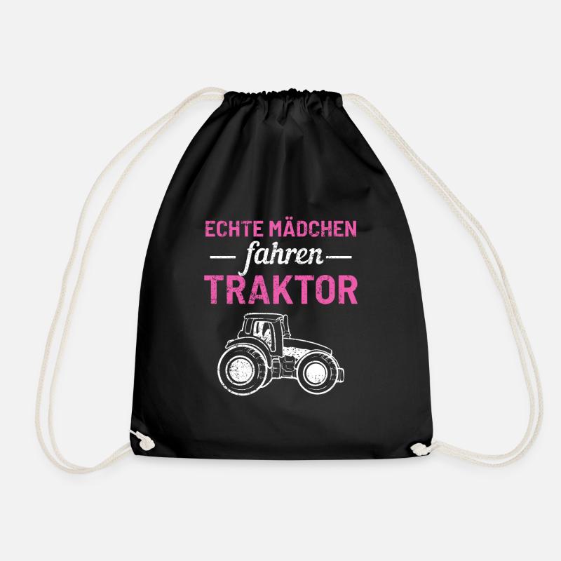 Bauernhof Traktor Mädchen Fahren - Turnbeutel - Schwarz