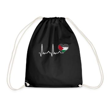 Palestine heart - Drawstring Bag - black - Front