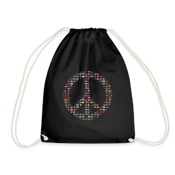 Peacezeichen 70er Jahre - Turnbeutel - Schwarz - Vorne