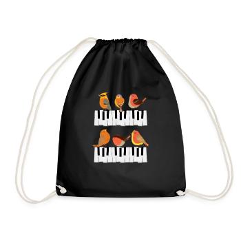Klavier Instrument - Turnbeutel - Schwarz - Vorne