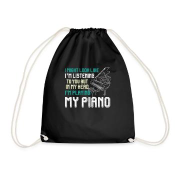 Piano music musical instrument - Drawstring Bag - black - Front
