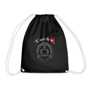 Love Portuguese Water Dog Dog Owner Paw Heart Gift - Drawstring Bag - black - Front