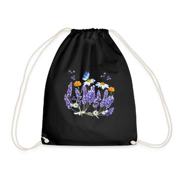 Lavender Wildflower Butterfly Daisy Flower Botanic - Turnbeutel - Schwarz - Vorne