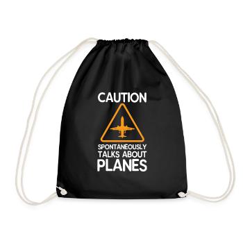 Helikopter Flugzeug Zeppelin Luftballon Geschenk - Turnbeutel - Schwarz - Vorne