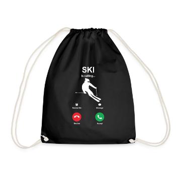 ski - Drawstring Bag - black - Front