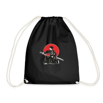 Japan Flag Samurai Japanisches Militär Geschenk - Turnbeutel - Schwarz - Vorne