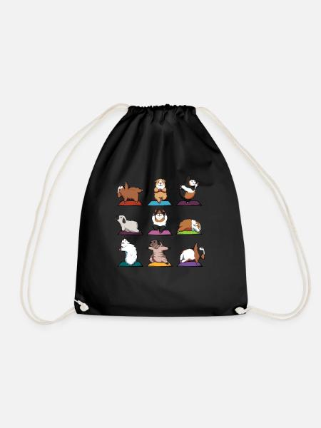 Yoga Guinea Pig Meditation Yogi Namaste Gift - Drawstring Bag - black