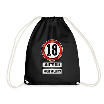 18 Jahre Lustiges Schild 18. Geburtstag Geschenk - Turnbeutel - Schwarz - Vorne