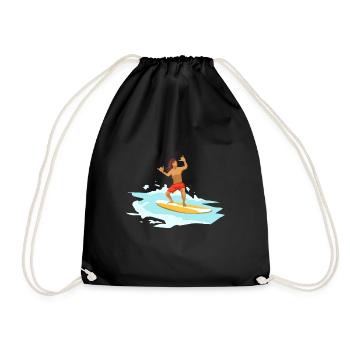 Surfen Surfing - Turnbeutel - Schwarz - Vorne