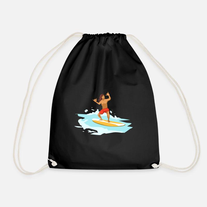 Surfen Surfing - Turnbeutel - Schwarz