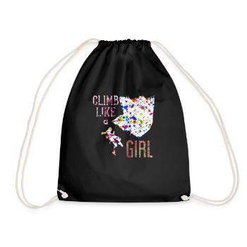Climbing girl gift - Drawstring Bag - black - Front