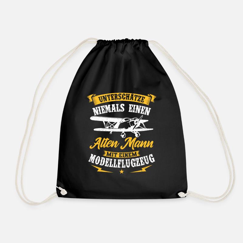 Modellflugzeug Modellfliegen Modellflug Opa Papa - Turnbeutel - Schwarz