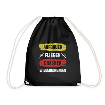 Modellflugzeug Modellflug Modellflieger Modellbau - Turnbeutel - Schwarz - Vorne