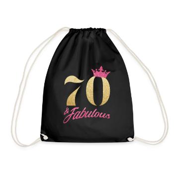 Glitter 1950 70 Jahre Geburtstag Pailletten Krone - Turnbeutel - Schwarz - Vorne