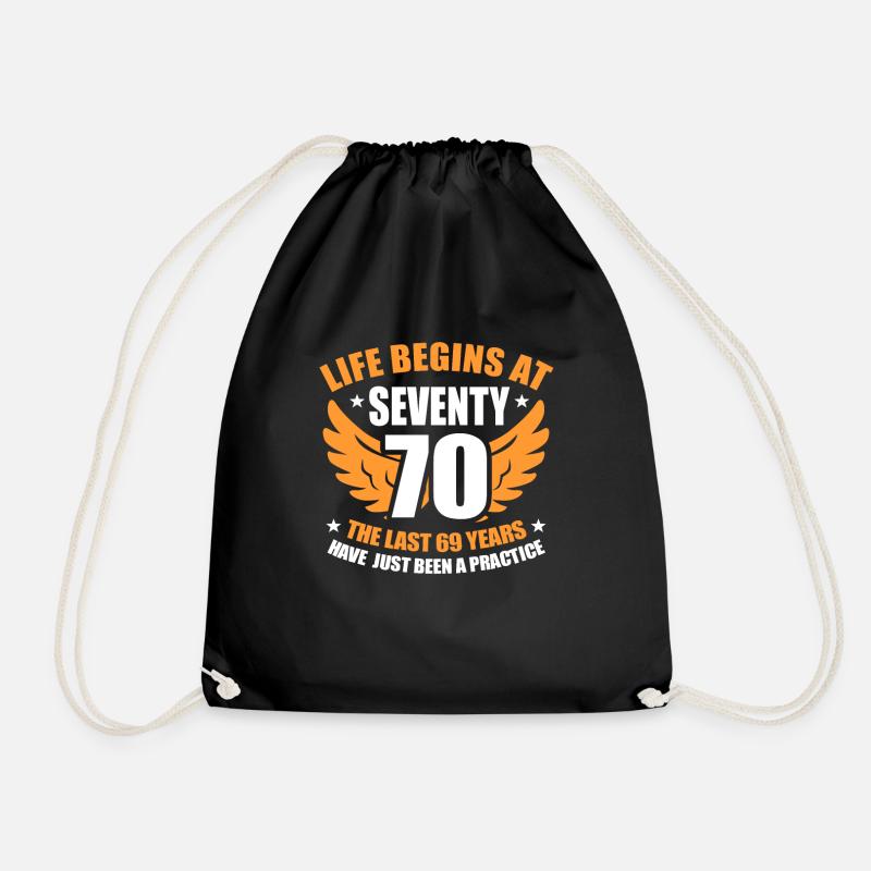 70th Birthday - Drawstring Bag - black