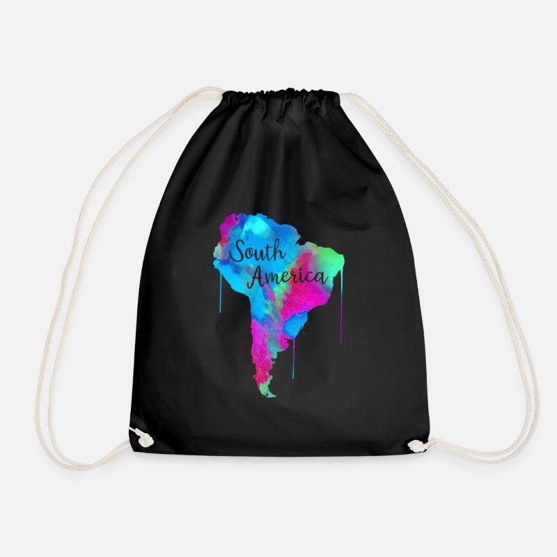 South America - Drawstring Bag - black