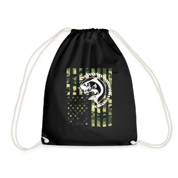 Fishing angler USA - Drawstring Bag - black - Front