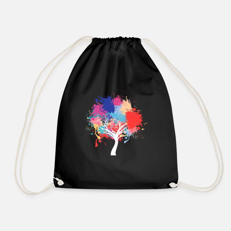 Environmental protection tree paint splash - Drawstring Bag - black