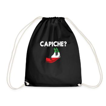 Capiche Italian Sayings Quotes Lustiges Geschenk | Italien - Turnbeutel - Schwarz - Vorne