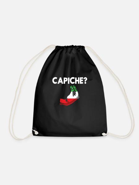 Capiche Italian Sayings Quotes Funny Gift | Italy - Drawstring Bag - black