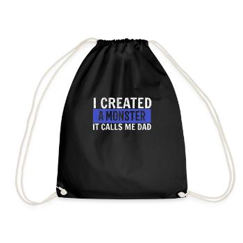 Funny father's day gift husband daughter father son - Drawstring Bag - black - Front