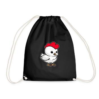 Cute Kawaii Chicken Farmer Gift - Drawstring Bag - black - Front
