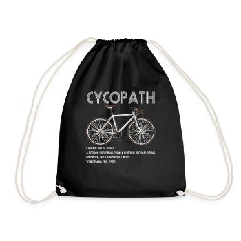 Cycopath Funny Bike Cycle Radfahrer Wortspiel Zitat Humor - Turnbeutel - Schwarz - Vorne