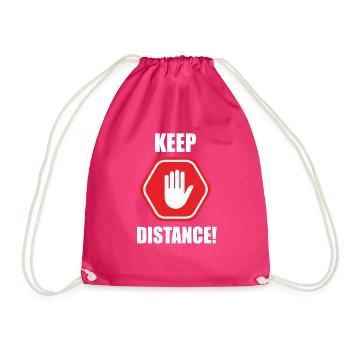 Keep Distance Warnung Achtung Schild Hand - Turnbeutel - Fuchsia - Vorne