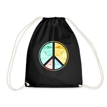 Peace hippie - Drawstring Bag - black - Front
