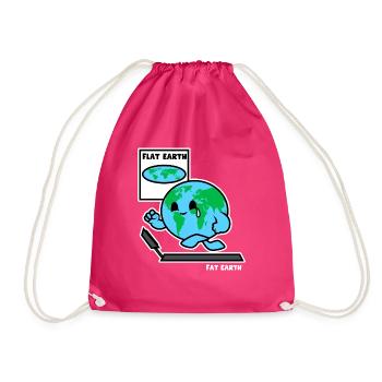 Flat Earth Round Earth - Drawstring Bag - fuchsia - Front