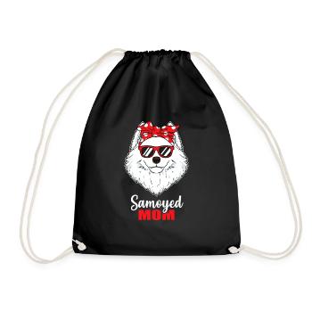Cool Samoyed Dog Mom Dog Lover Pet Gift - Drawstring Bag - black - Front