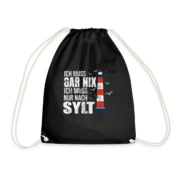 Sylt Westerland Urlaub geschenk - Turnbeutel - Schwarz - Vorne