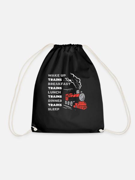 Trains Railroad - Funny design for railway workers - Drawstring Bag - black