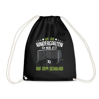 Bye Kindergarten Einschulung Schulanfang Fussball - Turnbeutel - Schwarz - Vorne