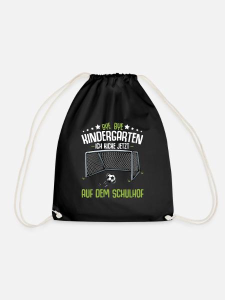 Bye Kindergarten Einschulung Schulanfang Fussball - Turnbeutel - Schwarz