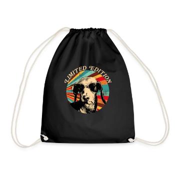 Dackel mit Sonnenbrille limited Edition retro - Turnbeutel - Schwarz - Vorne