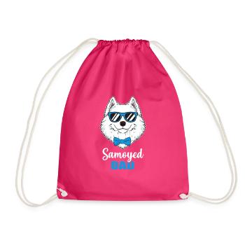Cool Samoyed Dad Dog Gift - Drawstring Bag - fuchsia - Front