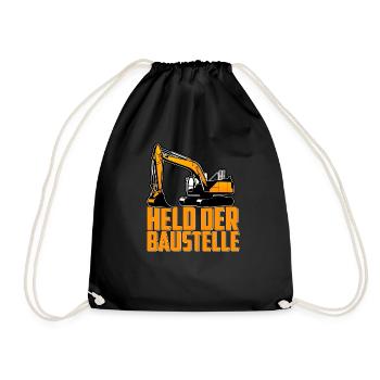 Held der Baustelle Bagger Baggerfahrer - Turnbeutel - Schwarz - Vorne
