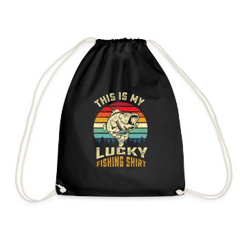 Lucky Bass Armbrust Angeln Herren Geschenk | Bogenfischer, - Turnbeutel - Schwarz - Vorne