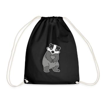 Süßer Dachs Geschenk - Turnbeutel - Schwarz - Vorne