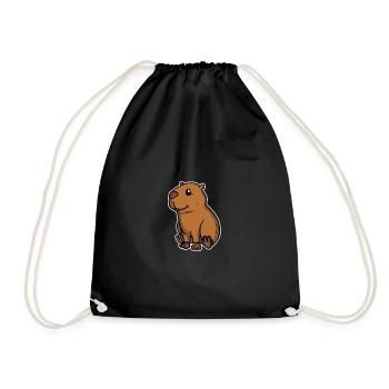 Süßer Wasserschwein Nagetier Capybara Geschenk - Turnbeutel - Schwarz - Vorne