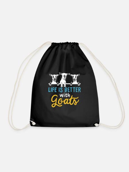 Goat - Life is better with goat goat - Drawstring Bag - black